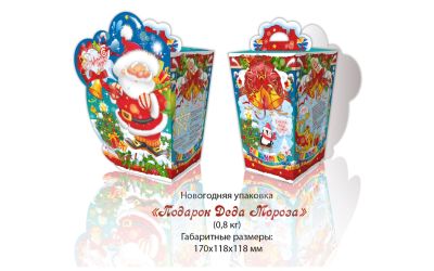 Продукция комбината Покровский - НАВАГОДНІ БАЎЛ "ПАДАРУНАК ДЗЕДА МАРОЗА" (КАРДОН) - 0,8 КГ. ЦАНА БЕЗ ПДВ - 0,75 РУБ.