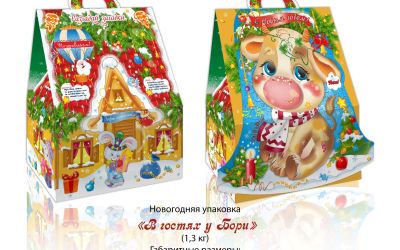 Продукция комбината Покровский - НОВОГОДНИЙ БАУЛ &laquo;В ГОСТЯХ У БОРИ&raquo; (МИКРОГОФРОКАРТОН) &ndash; 1,3 КГ.